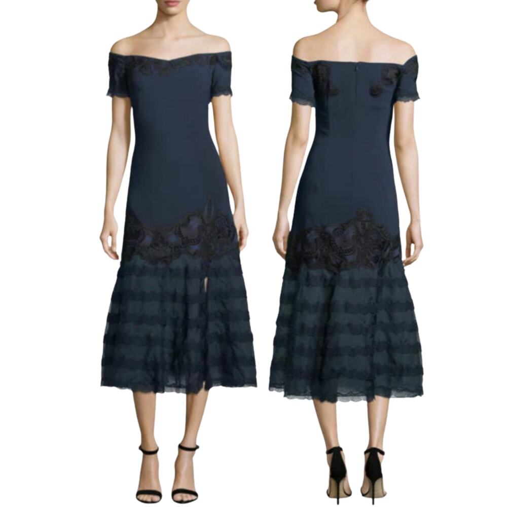 Jonathan Simkhai Midi Dress Off Shoulder Lace Formal Cocktail Party Wedding 2